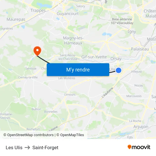 Les Ulis to Saint-Forget map