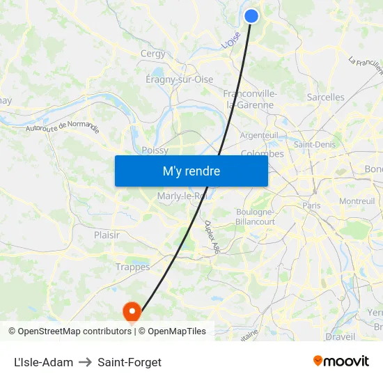 L'Isle-Adam to Saint-Forget map