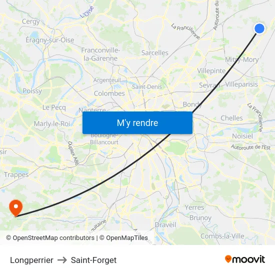 Longperrier to Saint-Forget map