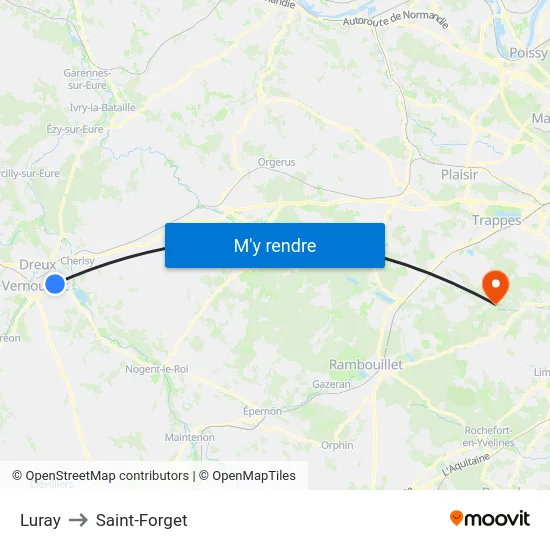 Luray to Saint-Forget map