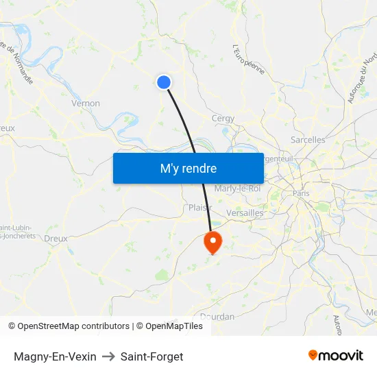 Magny-En-Vexin to Saint-Forget map