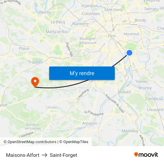 Maisons-Alfort to Saint-Forget map