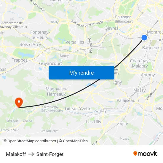 Malakoff to Saint-Forget map