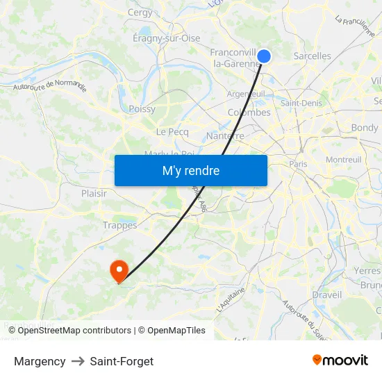Margency to Saint-Forget map