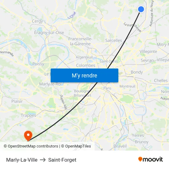 Marly-La-Ville to Saint-Forget map