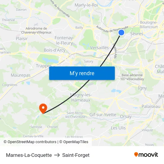 Marnes-La-Coquette to Saint-Forget map