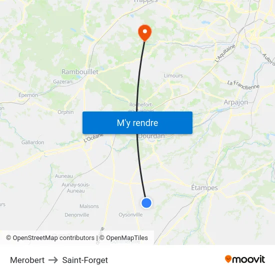 Merobert to Saint-Forget map