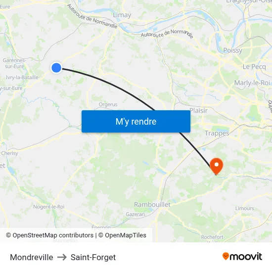 Mondreville to Saint-Forget map