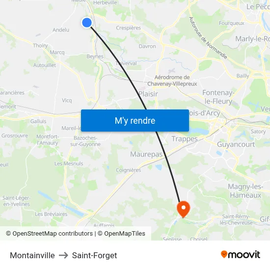Montainville to Saint-Forget map