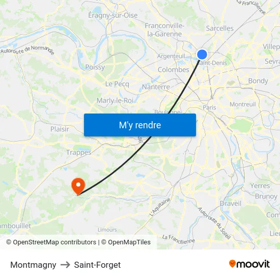 Montmagny to Saint-Forget map