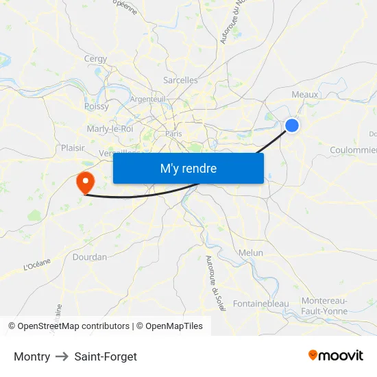 Montry to Saint-Forget map