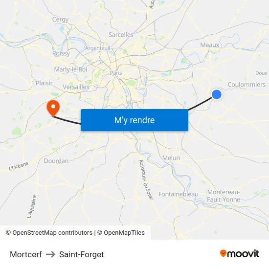 Mortcerf to Saint-Forget map