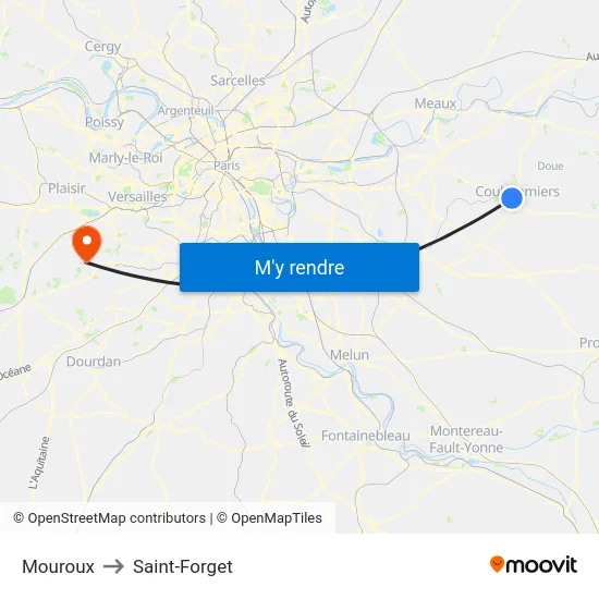 Mouroux to Saint-Forget map