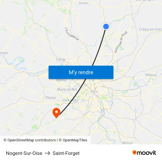 Nogent-Sur-Oise to Saint-Forget map