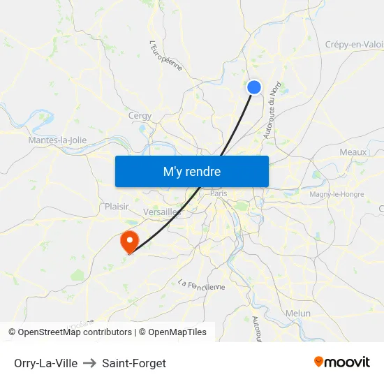 Orry-La-Ville to Saint-Forget map