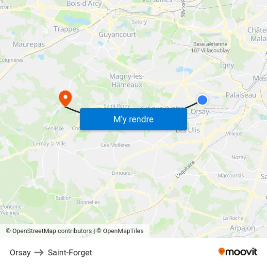Orsay to Saint-Forget map