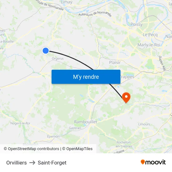 Orvilliers to Saint-Forget map