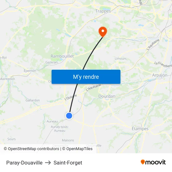 Paray-Douaville to Saint-Forget map