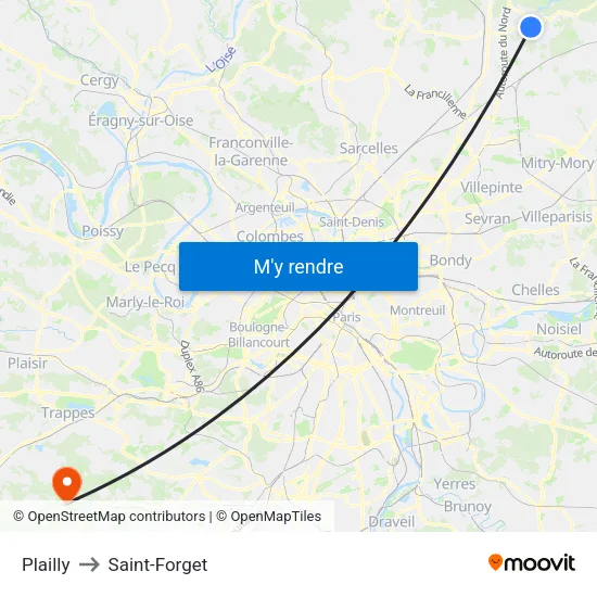 Plailly to Saint-Forget map