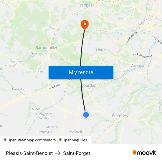 Plessis-Saint-Benoist to Saint-Forget map
