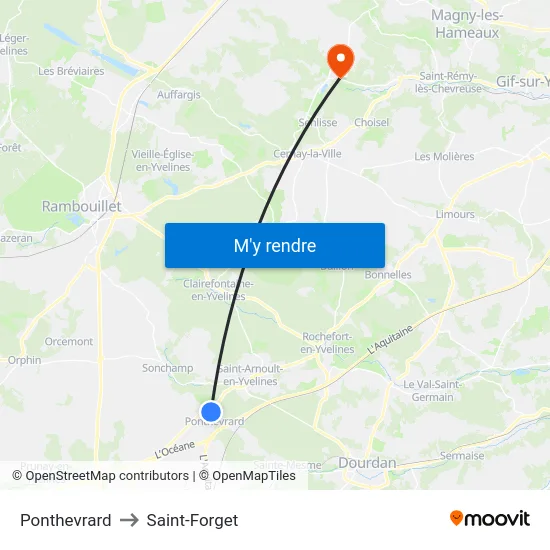 Ponthevrard to Saint-Forget map