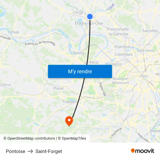 Pontoise to Saint-Forget map
