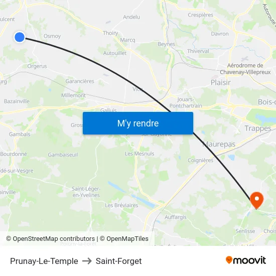 Prunay-Le-Temple to Saint-Forget map
