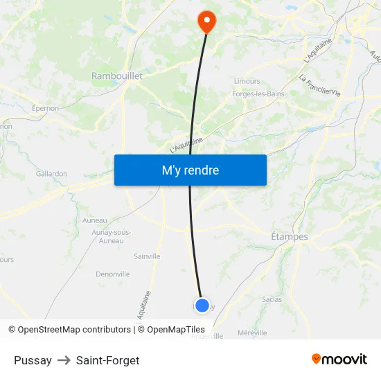 Pussay to Saint-Forget map
