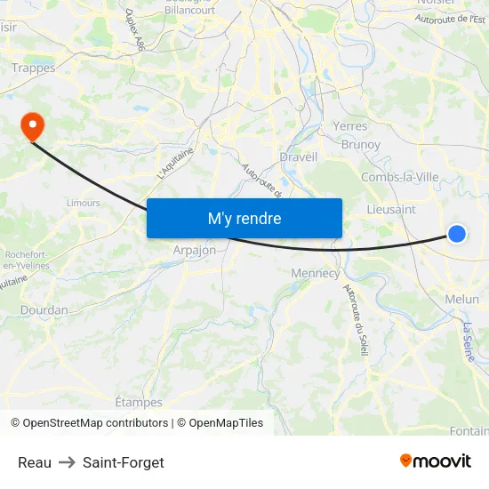 Reau to Saint-Forget map