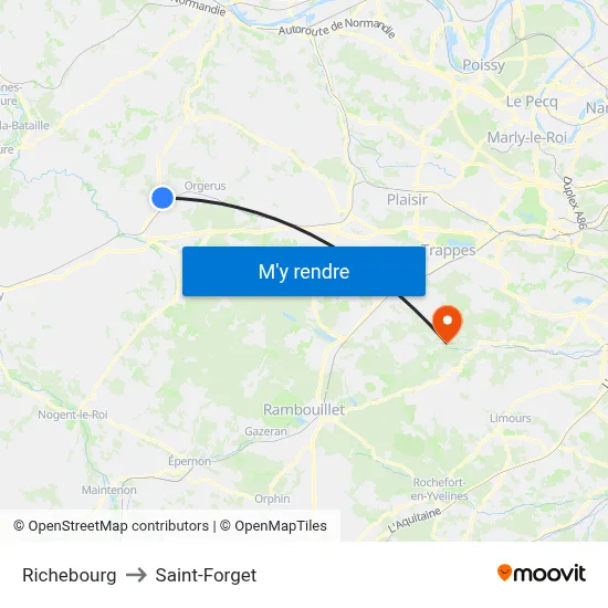 Richebourg to Saint-Forget map