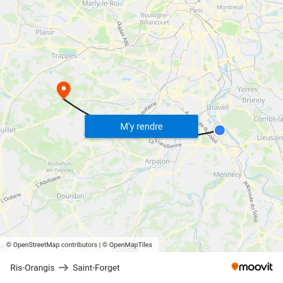 Ris-Orangis to Saint-Forget map