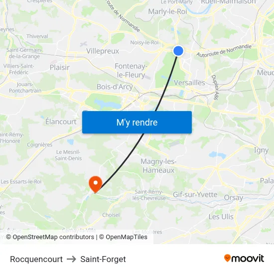 Rocquencourt to Saint-Forget map