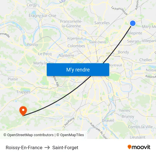 Roissy-En-France to Saint-Forget map