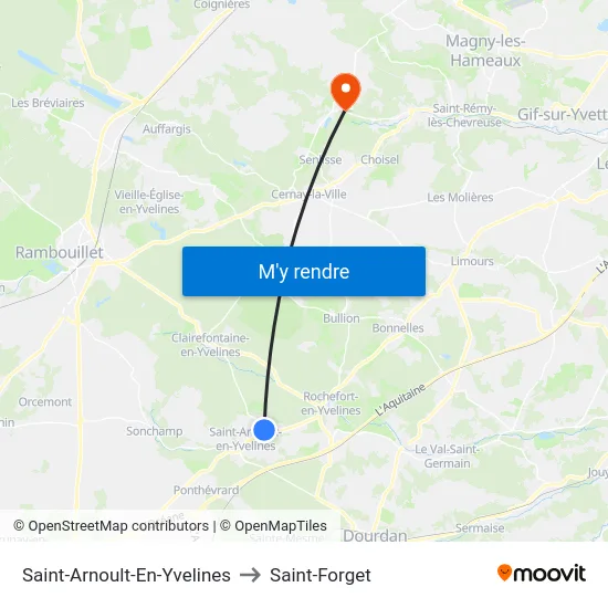 Saint-Arnoult-En-Yvelines to Saint-Forget map