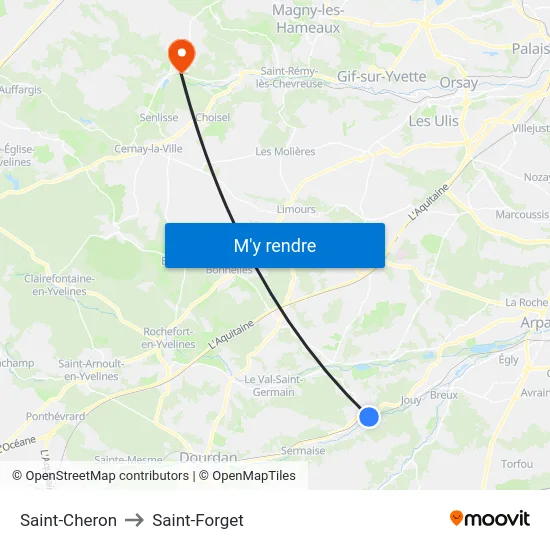 Saint-Cheron to Saint-Forget map