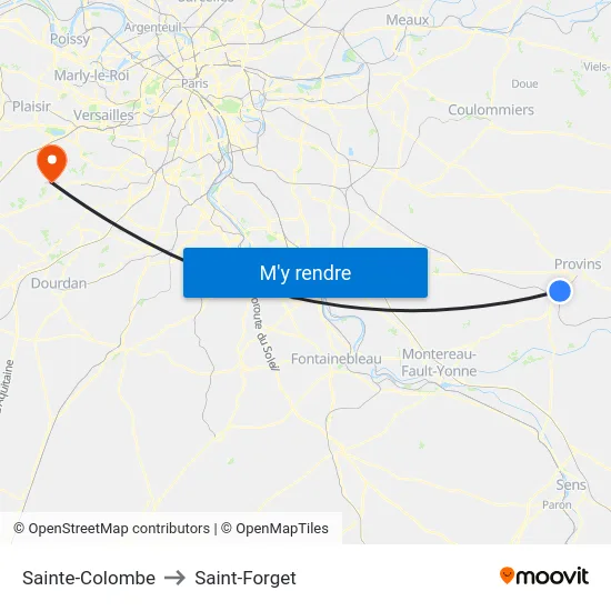 Sainte-Colombe to Saint-Forget map