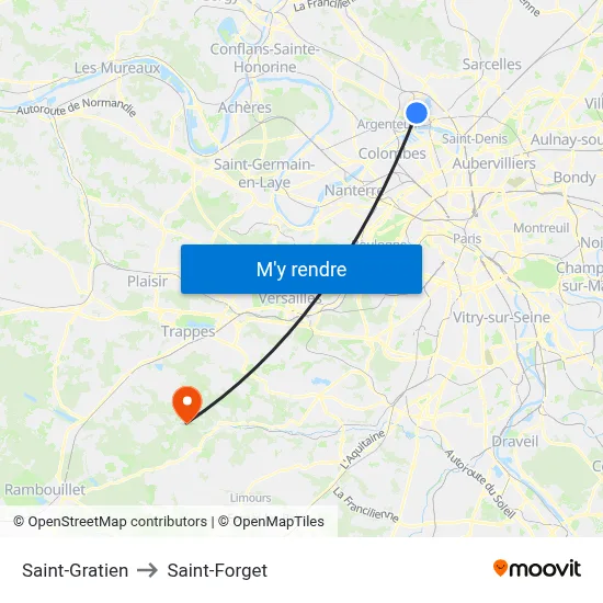 Saint-Gratien to Saint-Forget map