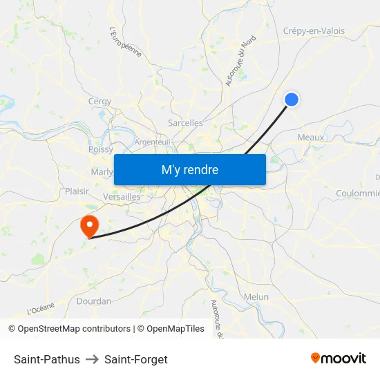 Saint-Pathus to Saint-Forget map