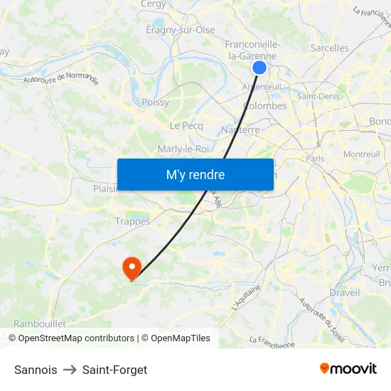 Sannois to Saint-Forget map