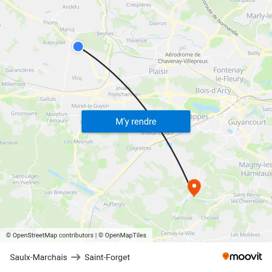 Saulx-Marchais to Saint-Forget map