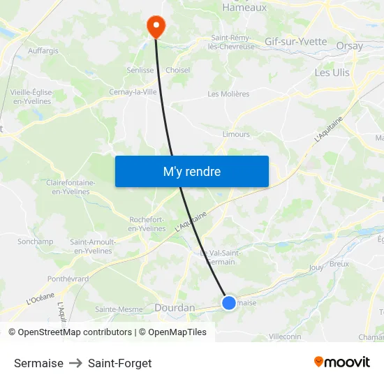 Sermaise to Saint-Forget map