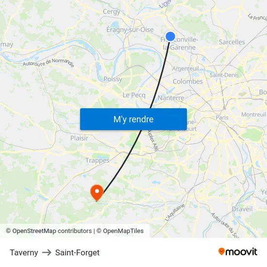 Taverny to Saint-Forget map