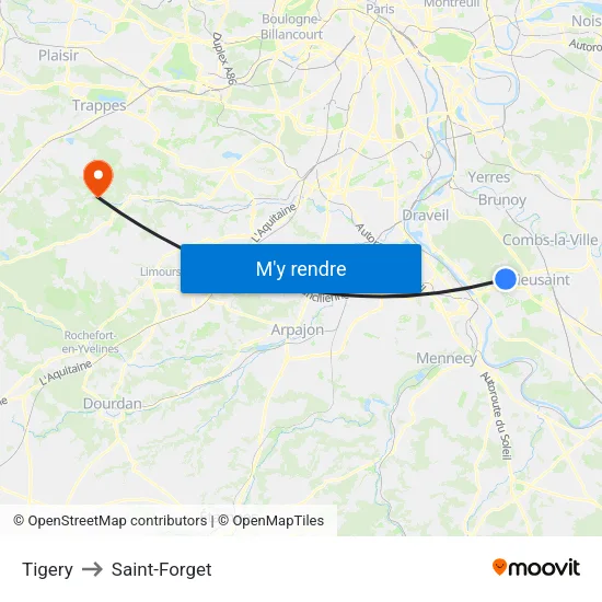 Tigery to Saint-Forget map