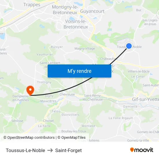 Toussus-Le-Noble to Saint-Forget map