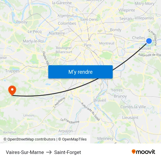 Vaires-Sur-Marne to Saint-Forget map