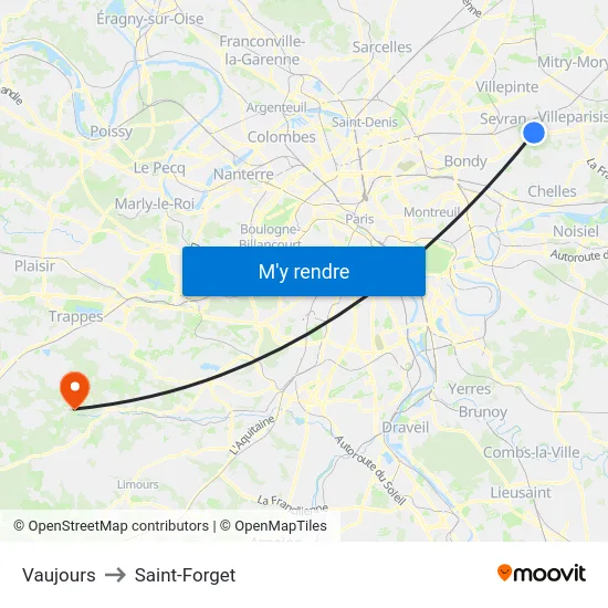 Vaujours to Saint-Forget map