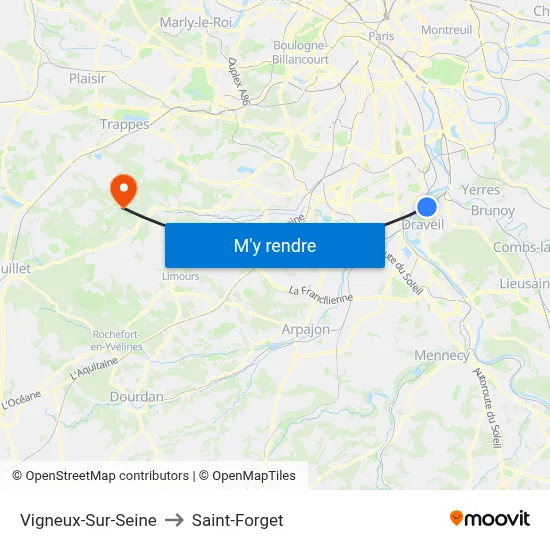 Vigneux-Sur-Seine to Saint-Forget map