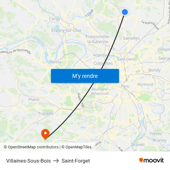 Villaines-Sous-Bois to Saint-Forget map