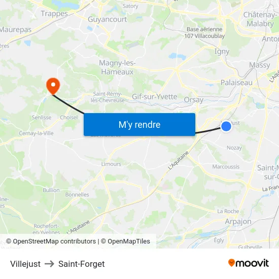 Villejust to Saint-Forget map