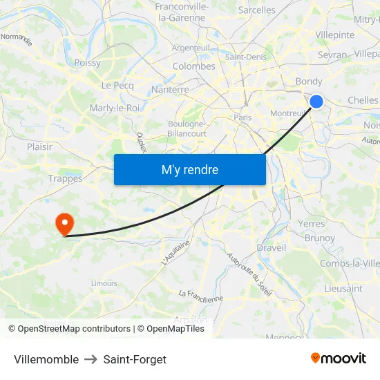 Villemomble to Saint-Forget map